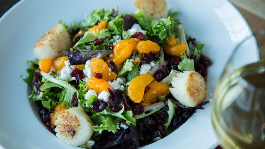 Scallop Salad and Wine